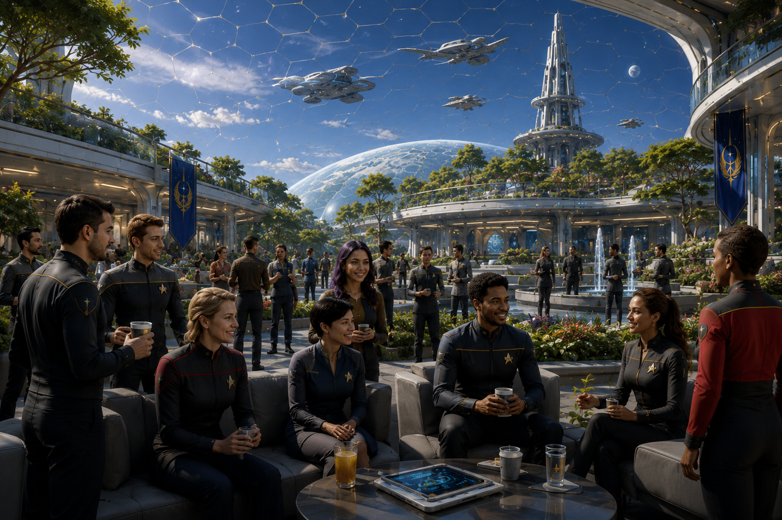 Draconis STARFLEET vessels gathered near the station — the fleet that calls this system home.