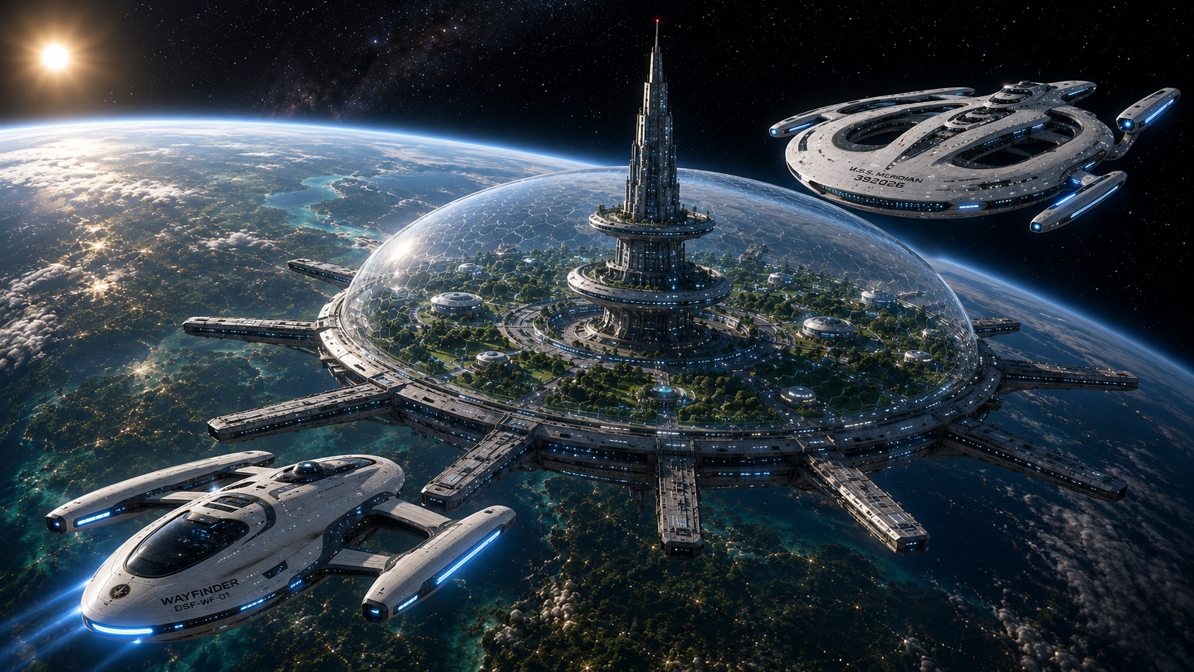 Starbase Ascension in orbit above Draconis Prime — the principal orbital installation of Draconis STARFLEET.